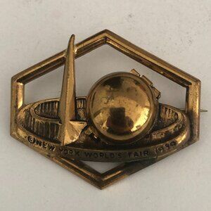 Vintage 1939 New York World's Fair Trylon & Perisphere Locket Pin Brooch